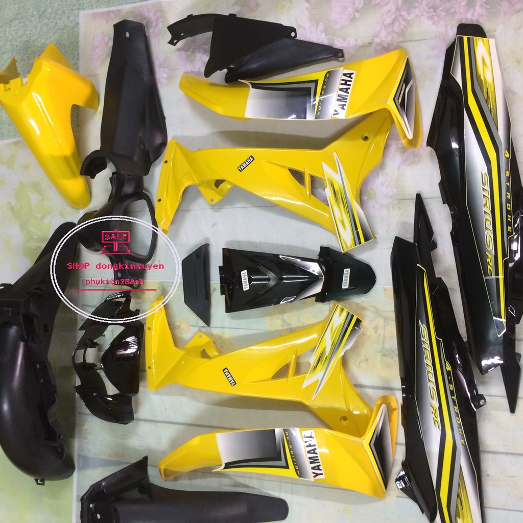 Dàn áo xe  Sirius RC -Full vỏ  nhựa xe sirius màu Vàng -mủ ABS loại 1