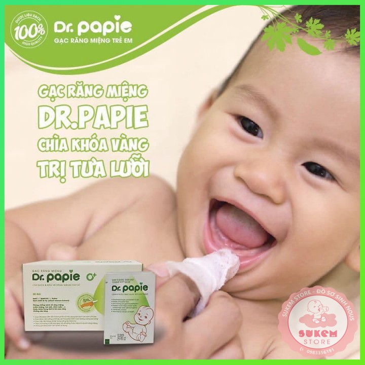 Gạc Rơ Lưỡi Dr. Papie/ Gạc Rơ Lưỡi Cho Bé Vệ Sinh Răng Miệng