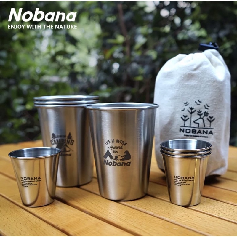 Bộ 4 cốc 350ml + 4 cốc 70ml Nobana thép không gỉ 304