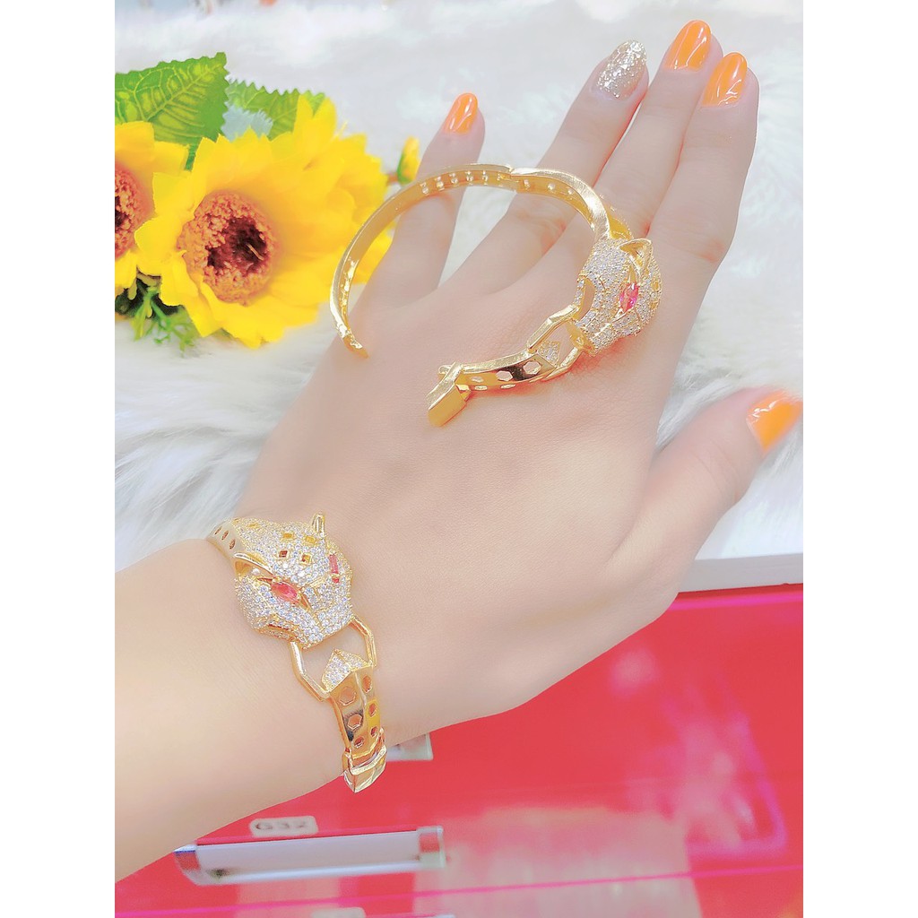 Vòng tay nữ UHA, vòng cọp -  lắc tay bền màu thiết kế cao cấp sáng lấp lánh V2102123A-355