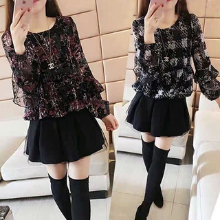Áo Thun Tay Dài Dáng Rộng Vải Voan Thời Trang Mùa Thu 2019 Cho Nữ