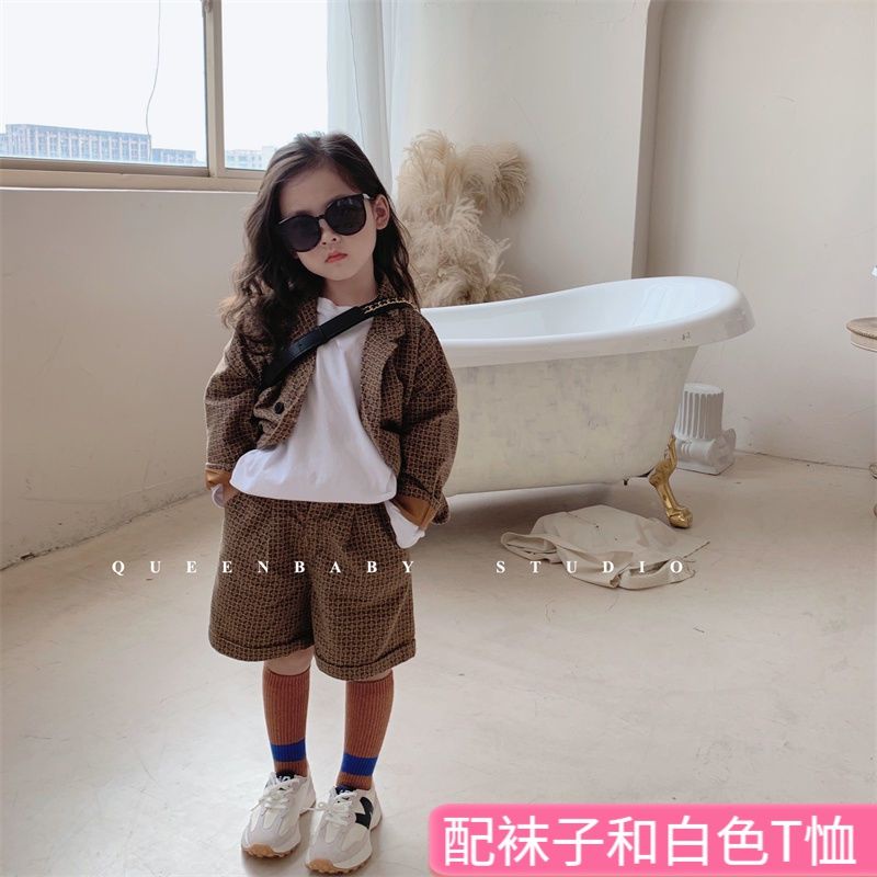 Áo Khoác Blazer Kẻ Sọc Caro Phong Cách Phương Tây Chất Lượng Cao Thời Trang Mùa Xuân 2022 Mới Cho Bé Gái Tw