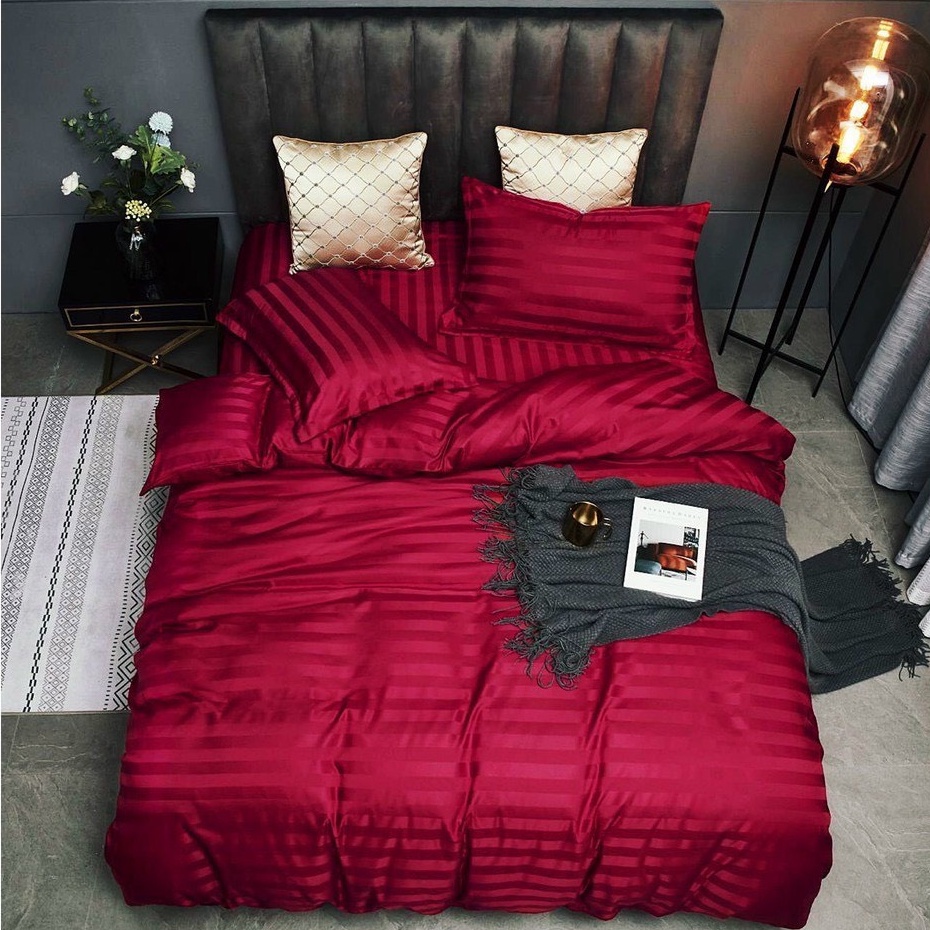 Bộ chăn ga cotton sọc 3f, sét 4 món chăn ga Hàn Quốc đủ màu đủ size miễn phí bo chun