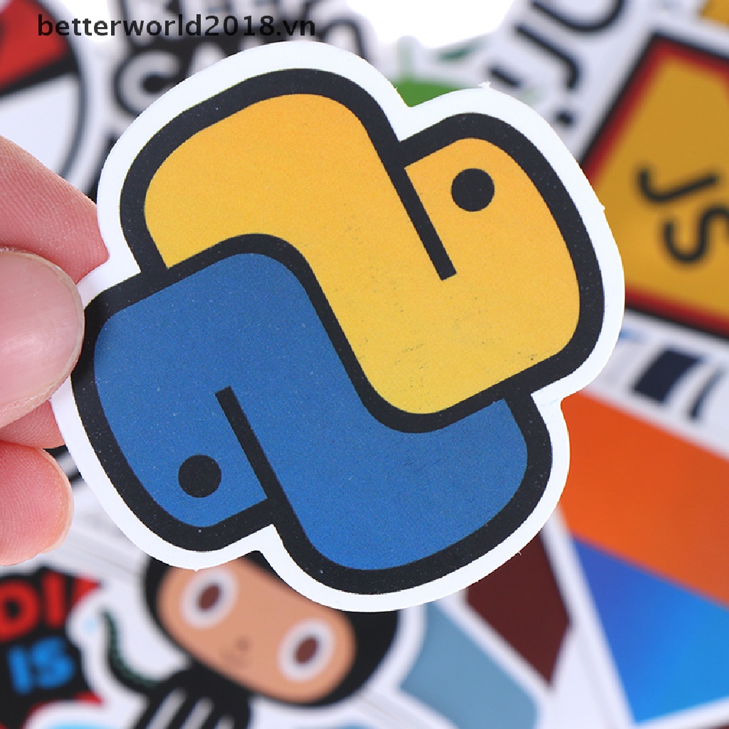 Set 50 Sticker Lập Trình Internet Java betterworld2018 Dùng Để Trang Trí Vali / Laptop / Xe Hơi / Guitar DIY