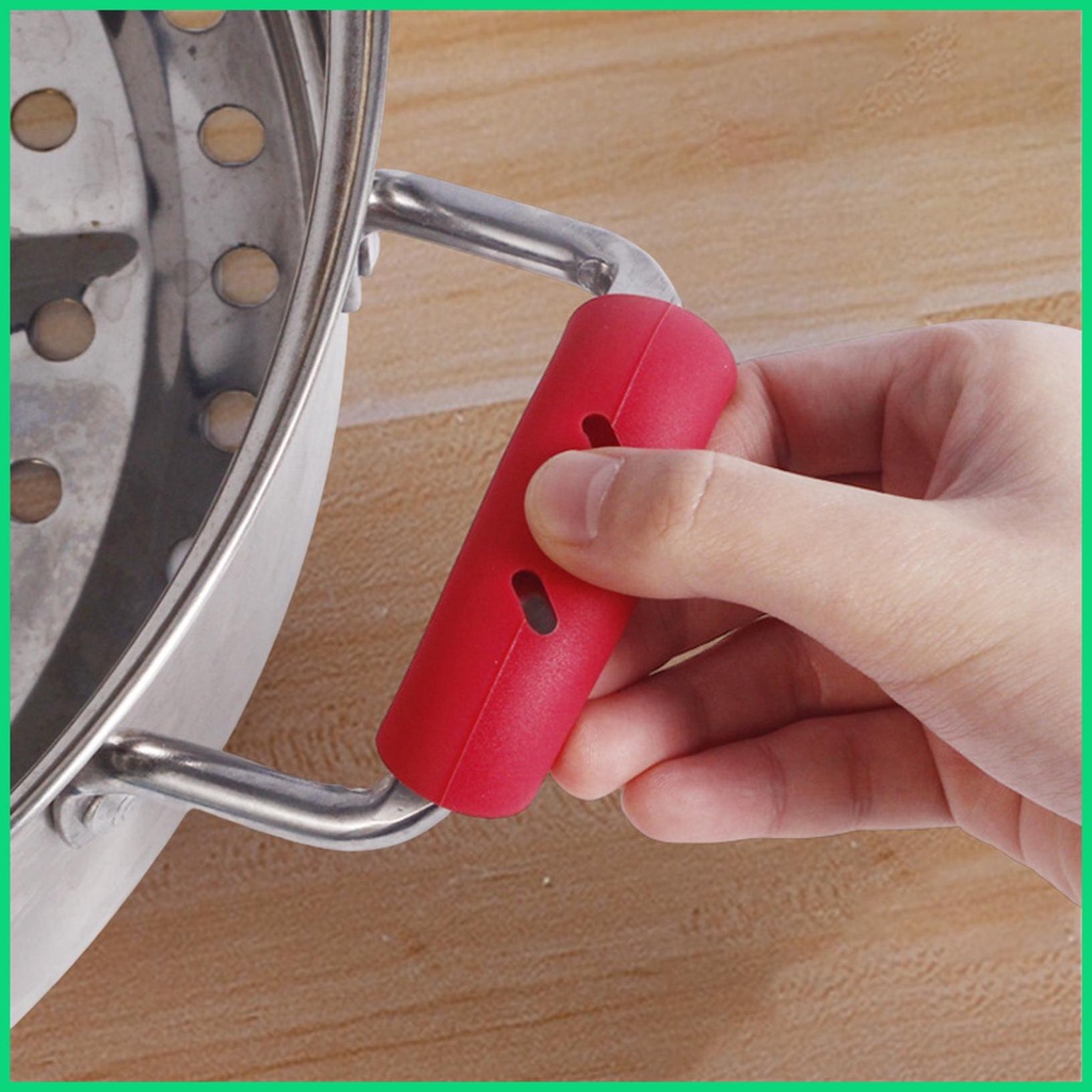 Set 2 Vỏ Bọc Tay Cầm Chảo Hấp Cách Nhiệt Chống Trượt Bằng Silicon