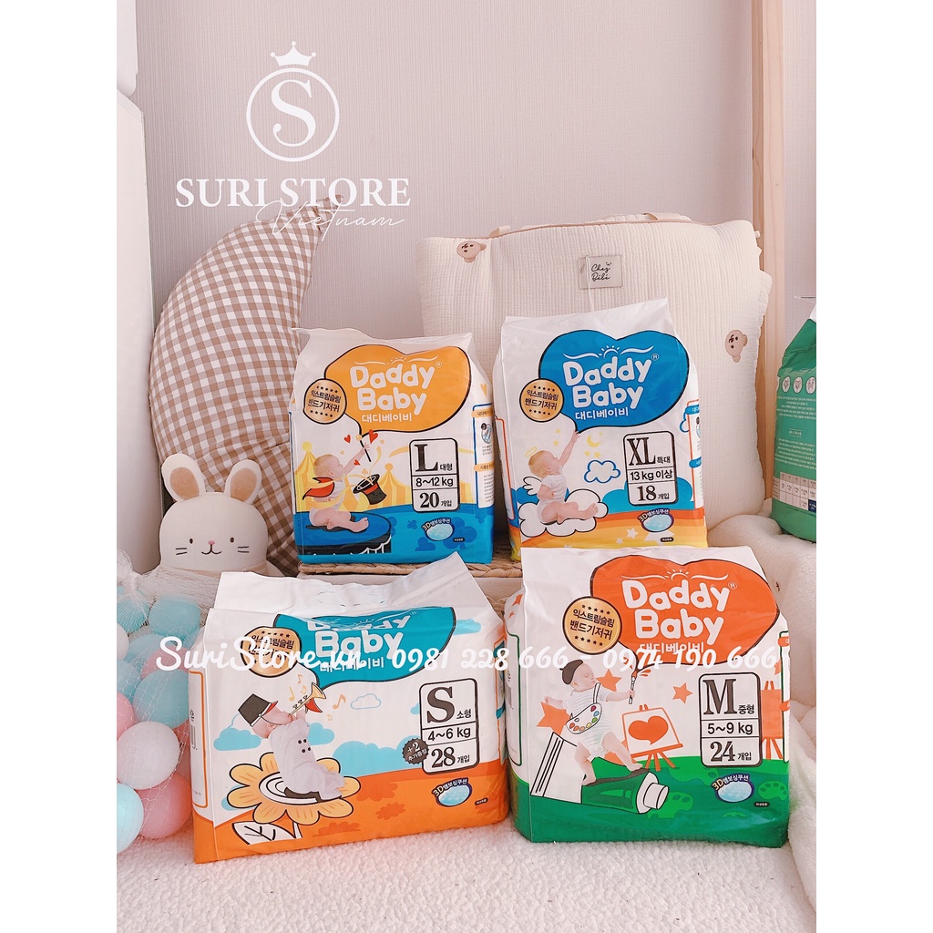 Bỉm Dán/Quần DADDY BABY nội địa hàn size (S28/M24/L20/XL18/LQ22/XLQ18/XXLQ17)