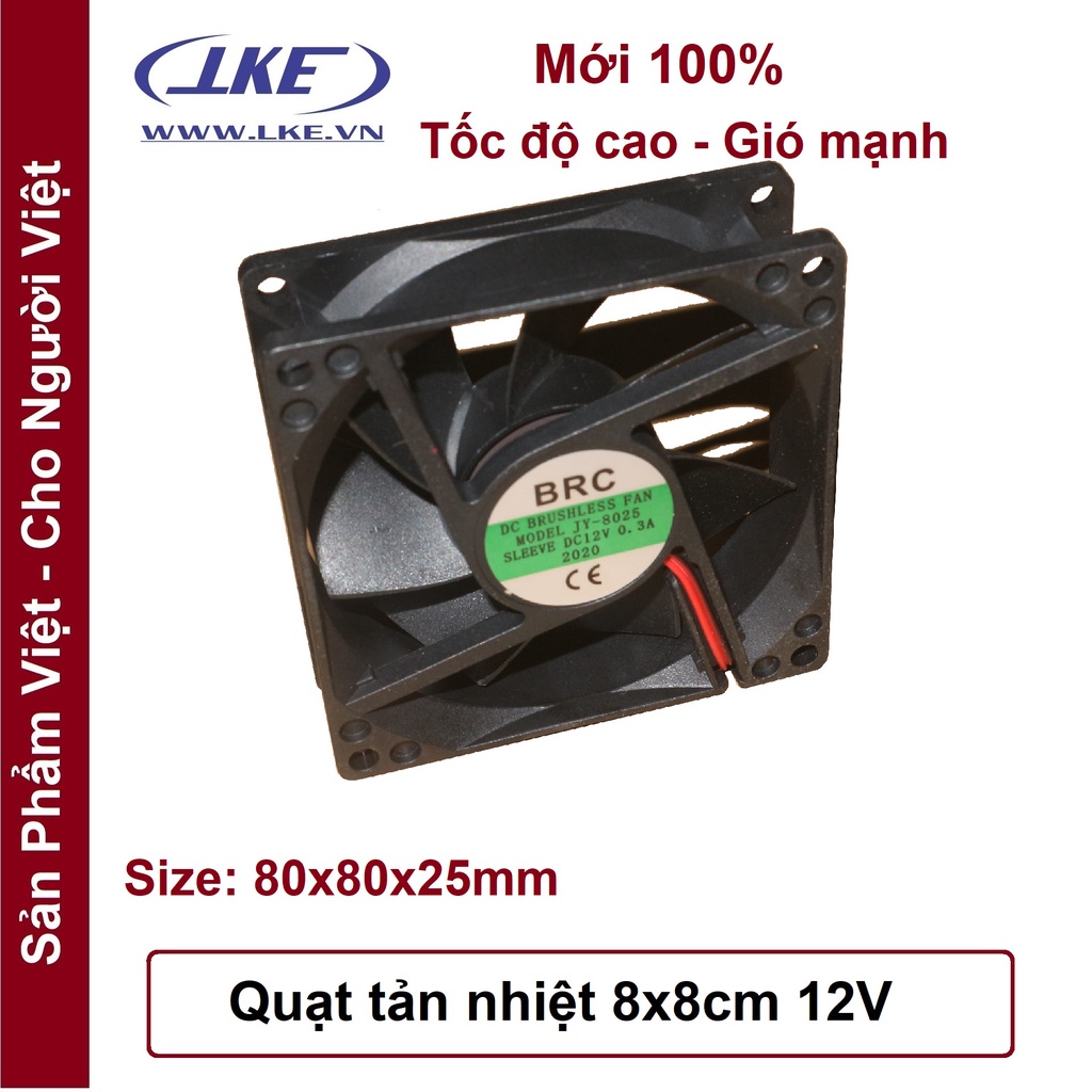 1 Cái quạt tản nhiệt 8x8cm 12V tốc độ cao
