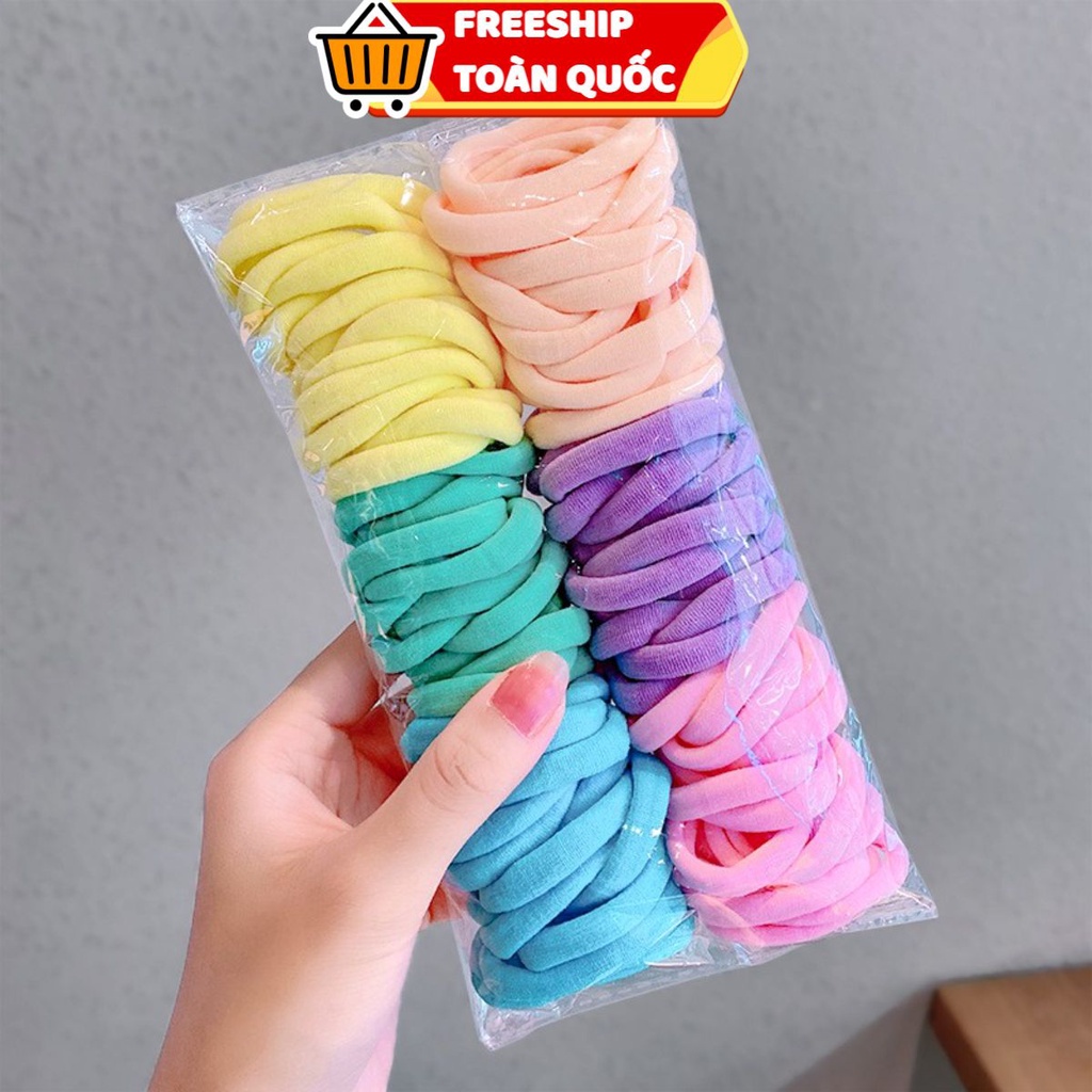 PVN2600 Set 100 chun buộc tóc nhiều màu T2 .