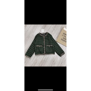 áo dạ tweed xanh rêu có ảnh thật