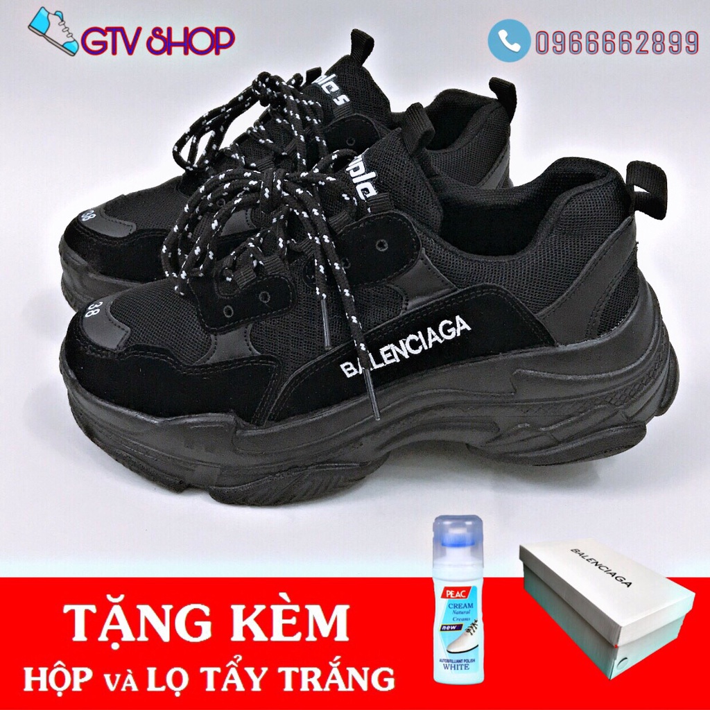 Giày thể thao nam nữ ulzzang, sneaker 3len trip đen full, size 36 đến 43. .