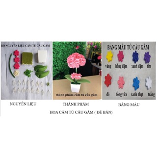 Combo 10 bo nguyên liệu lam hoa cẩm tú cầu