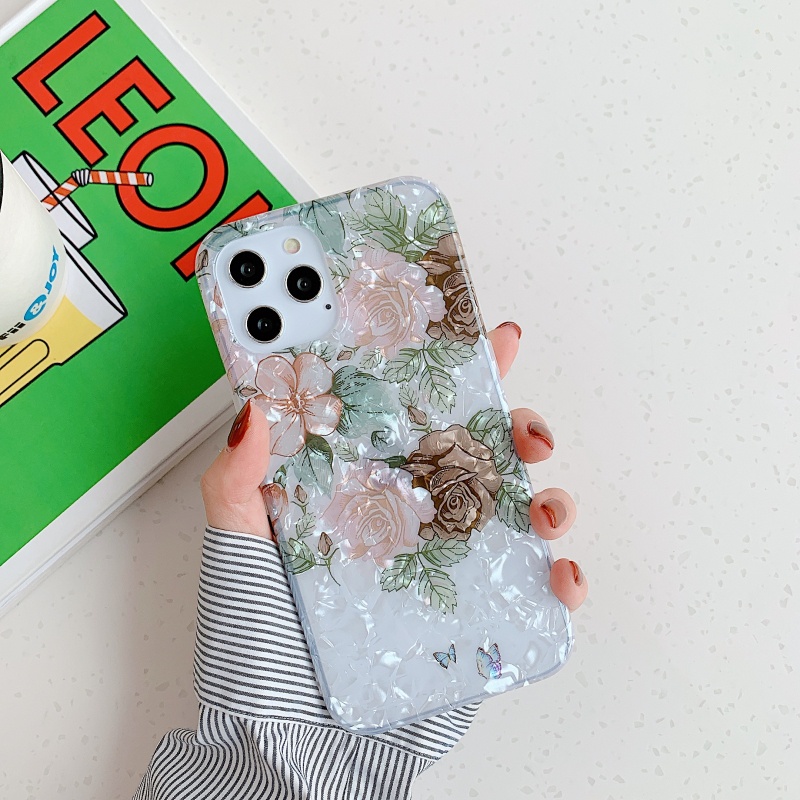 Ốp Điện Thoại Mềm Chống Sốc Họa Tiết Hoa Vintage Cho iPhone 14 13 12 11 Pro Max XS XR X 8 7 Plus + SE 2020