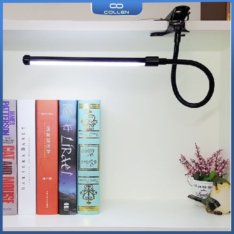 Đèn bàn kẹp 7W, đèn đọc sách chăm sóc mắt với 3 chế độ màu 10 độ sáng Bộ điều chỉnh độ sáng linh hoạt Đèn cổ ngỗng USB hiện đại