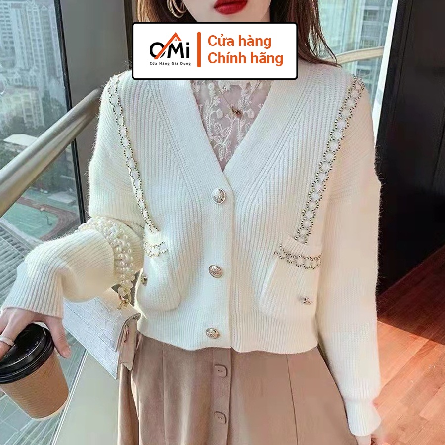 Áo khoác ngoài cardigan nữ form rộng, áo cardigan nữ OMI chất liệu len mịn 2 màu đen trắng | BigBuy360 - bigbuy360.vn