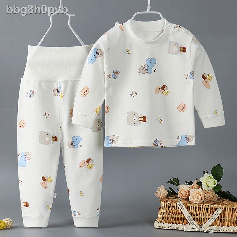 Đồ bộ mùa thu cho bé, đông quần dài, bé trai và gái, cạp cao, lót trẻ em cotton, 0
