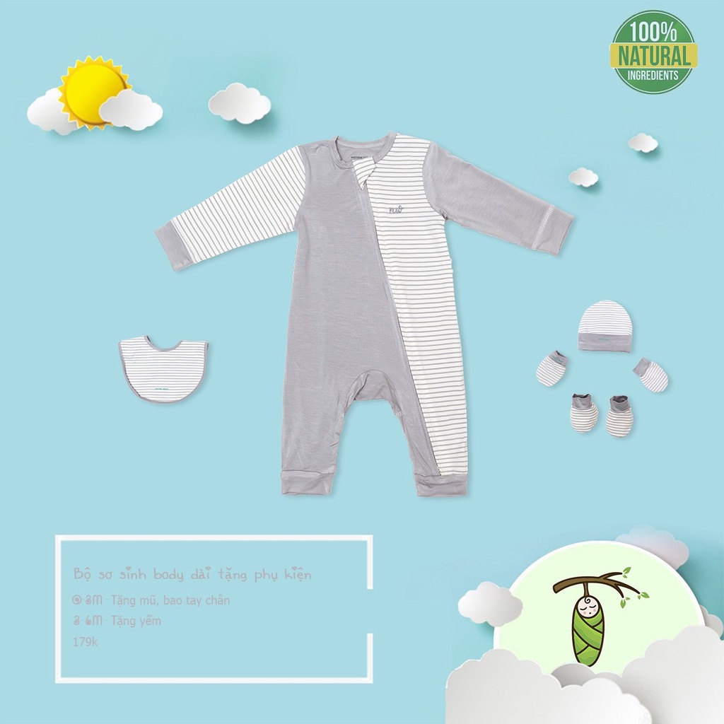 Bộ body dài sơ sinh Nature Wear