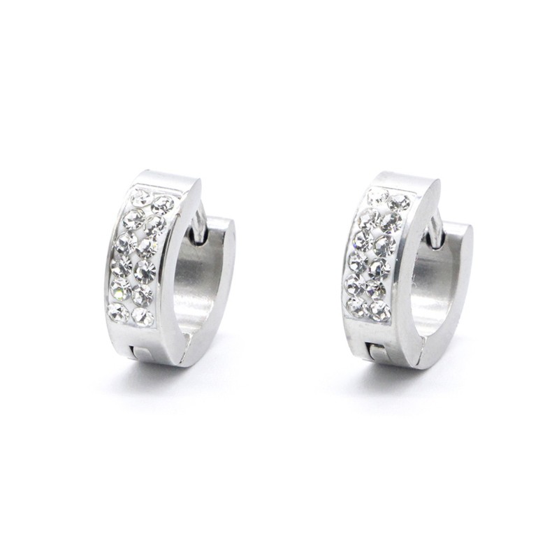 Hoa tai chất liệu inox đính kim cương giả hợp thời trang cho nam nữ