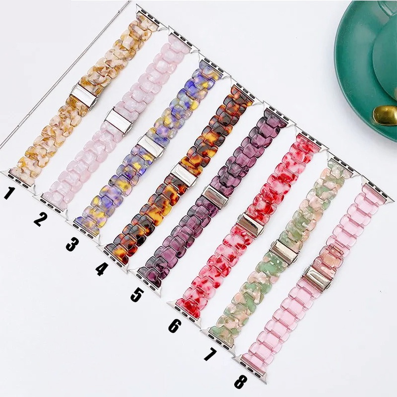 Sang Trọng Dây Đeo Bằng Nhựa Họa Tiết Đá Cẩm Thạch Cho Đồng Hồ Thông Minh Apple Watch Band Series 6 Se 5 4 3 2 1 For Iwatch 38mm 40mm 42mm 44mm