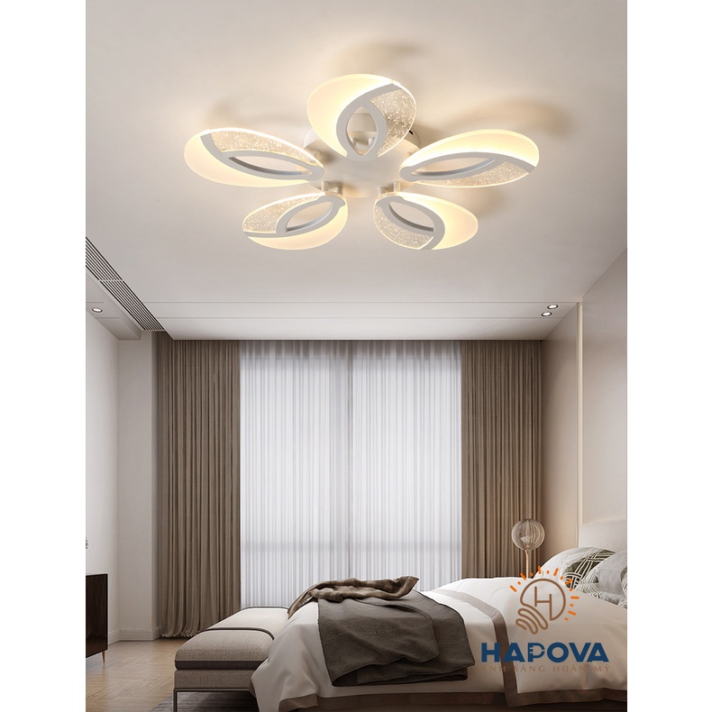 Đèn ốp trần phòng khách, đèn trang trí phòng khách 5 cánh 3 chế độ ánh sáng HAPOVA BITAS 2000