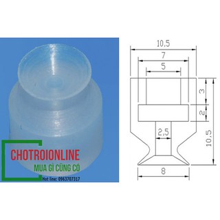 Giác hút chân không 1 tầng-Silicon-đầu nhỏ (combo 5c)
