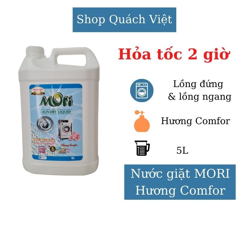 Nước giặt cao cấp MORI hương Comfor - can 5L - hương Comfor nhẹ nhàng, dễ chịu