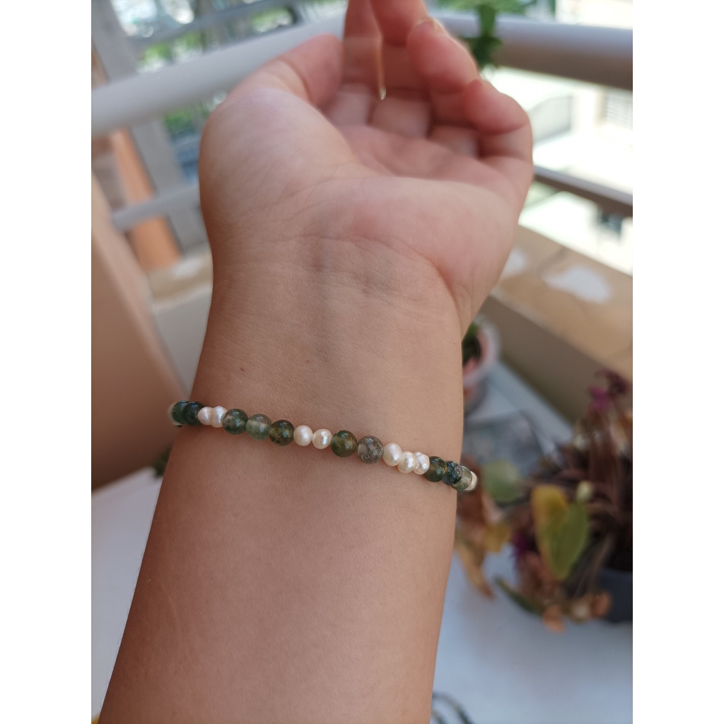 Vòng Tay Chuỗi Mã Não Rêu 4ly - Moss Agate Bracelet
