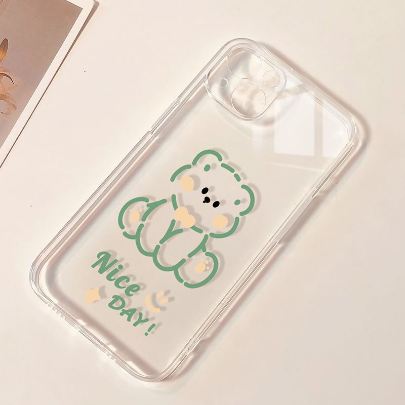 Ốp Điện Thoại Tpu Mềm Trong Suốt In Hình Gấu Dễ Thương Cho iPhone 11 12 13 pro max XS X XR XSMax 7 8 6 6s plus SE 2020