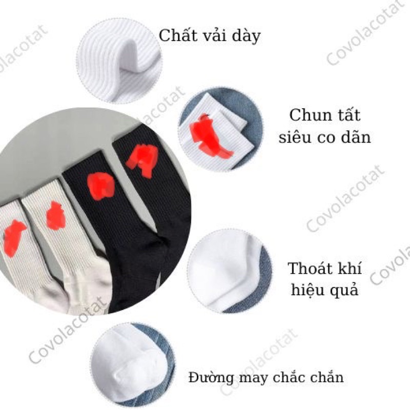 HÀNG ĐẸP #Tất Cổ Cao Nam Nữ Đen và Trắng, Vớ Nam Nữ phong cách năng động trẻ trung