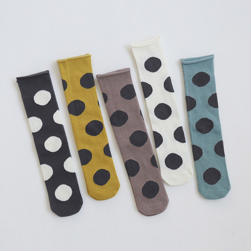 Vớ dài họa tiết chấm bi chất liệu cotton dễ thương dành cho bé gái