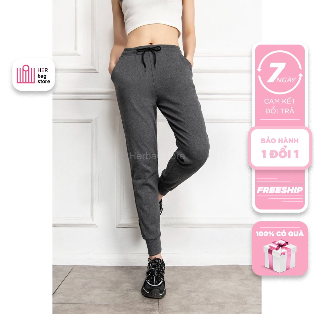 Quần jogger nữ bo gấu lưng thun chất đẹp quần joger len tăm mịn cạp chun co giãn thoải mái giá rẻ QJ01 Herbagstore