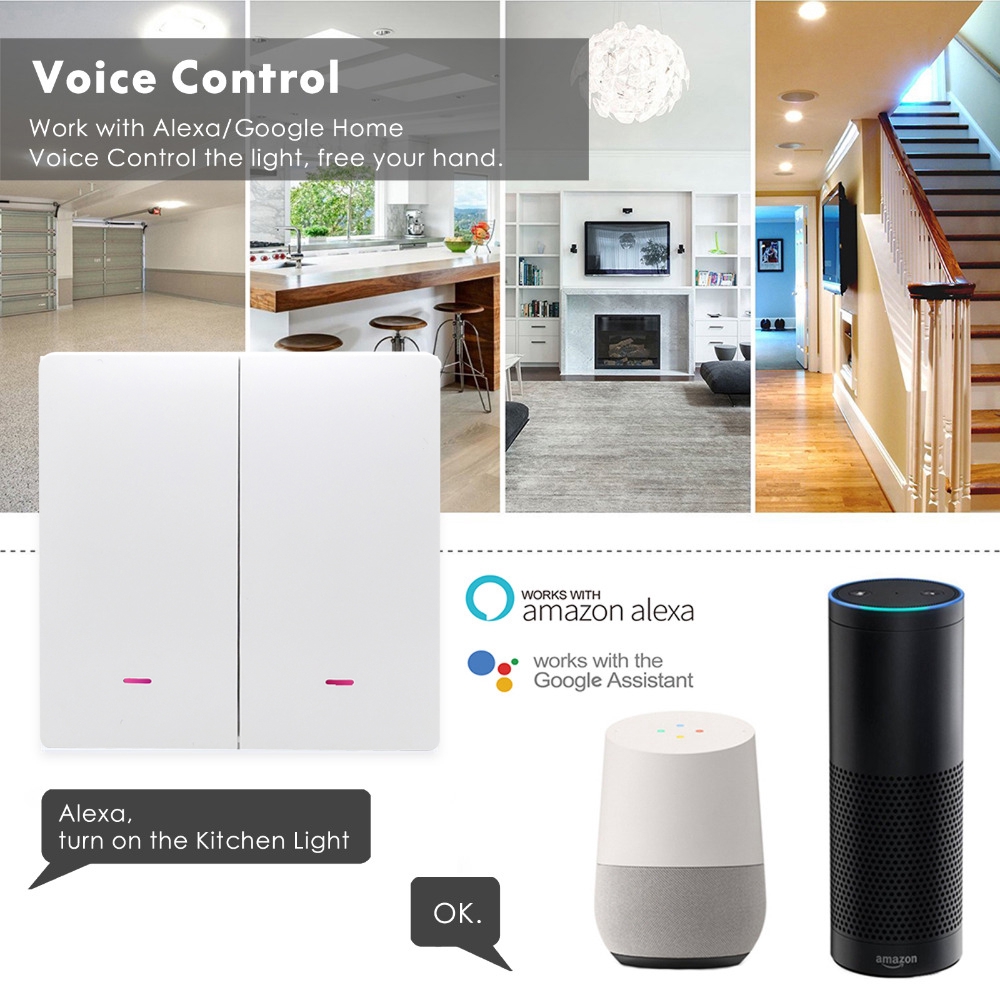 Công Tắc Điều Khiển Từ Xa Thông Minh Tuya 2 Get 3% Tích Hợp Wifi Không Dây Qua Alexa Google Home Tmallie Xiaodu Xiaomi Life App