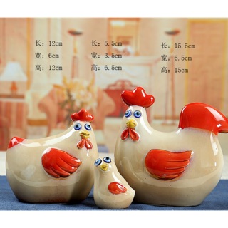 thú gốm decor trang trí - gia đình gà 