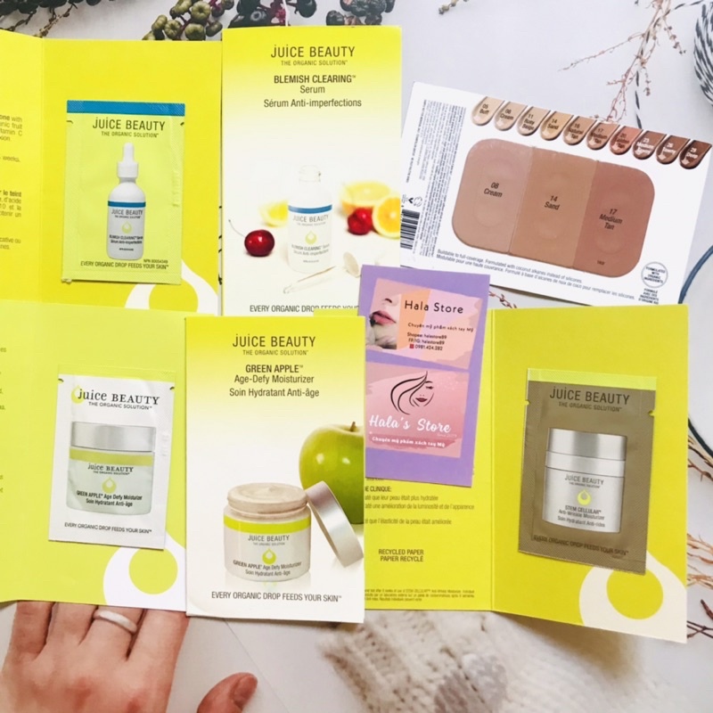 Mẫu thử Juice Beauty các loại (Blemish Serum, Green Apple Age Defy Moisturizer, Stem Cellular Anti-Wrinkle Moisturizer..