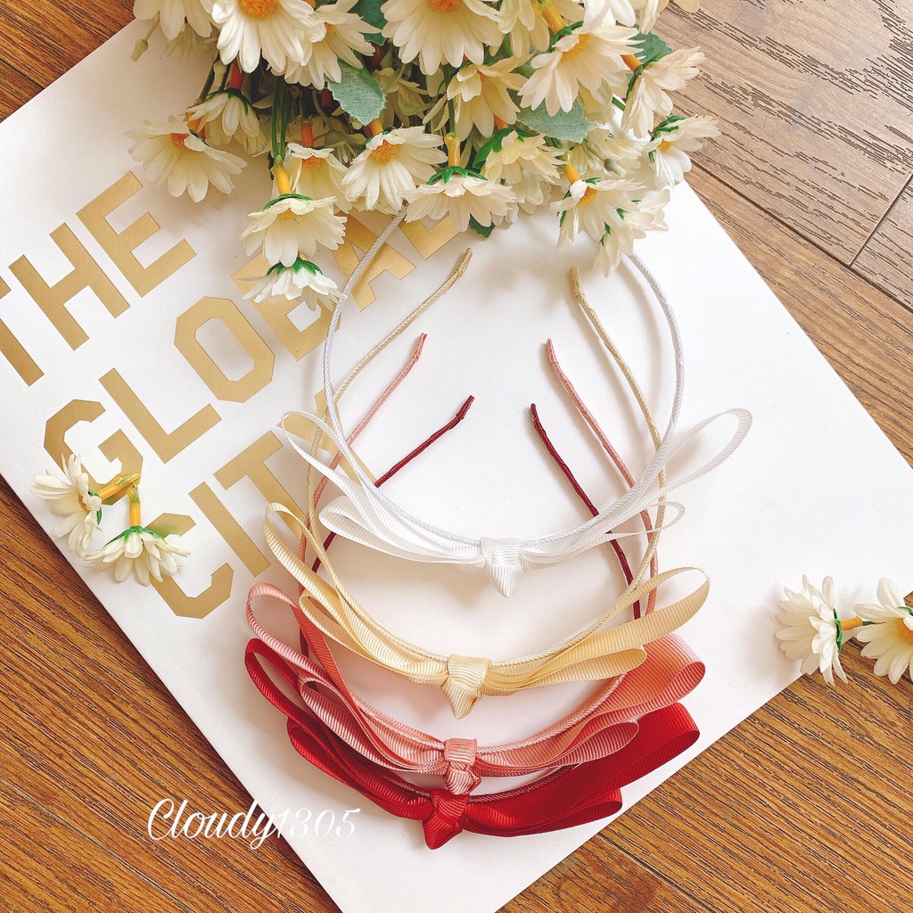 Cài tóc/Bờm tóc nơ ruy băng 4 màu