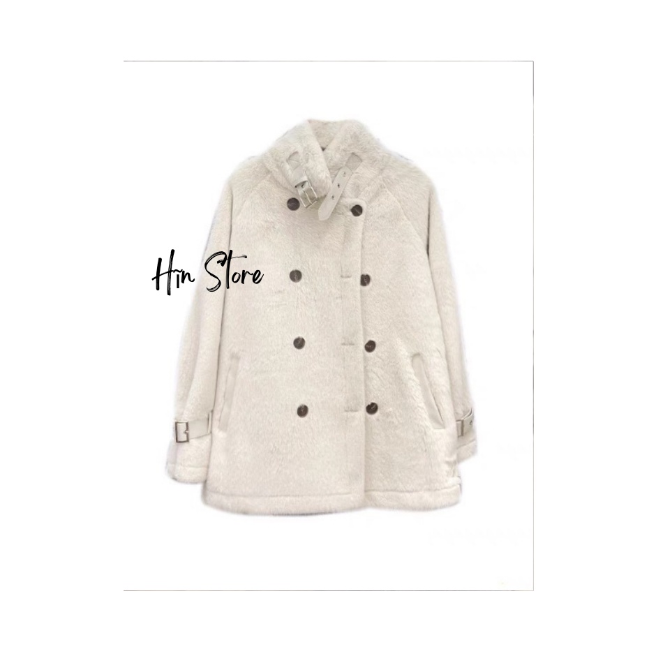 Áo Khoác Lông Cừu Có Đai Cúc Đen Chất Liệu Lông Cừu Đẹp Wild.Goute | BigBuy360 - bigbuy360.vn