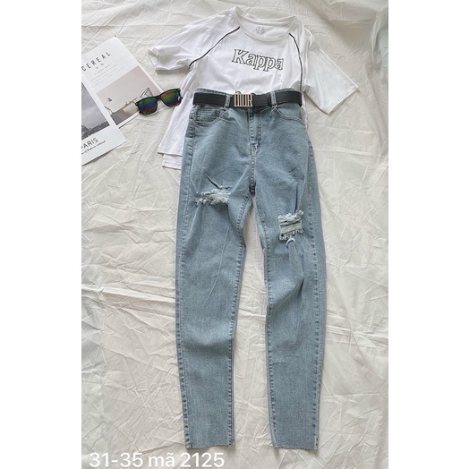Quần jean nữ rách lưng cao siêu co giãn hàng VNXK bigsize đến 80kg MS2125 thời trang 2KJEAN