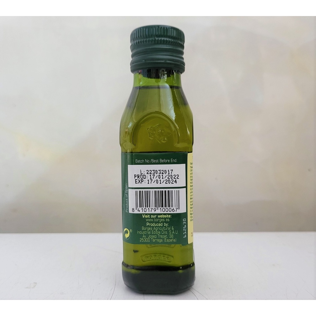 [Chai nhỏ 125ml – EXTRA VIRGIN] DẦU Ô LIU SIÊU NGUYÊN CHẤT ÉP LẠNH [Spain] BORGES Olive Oil (Cold Extraction) (halal)