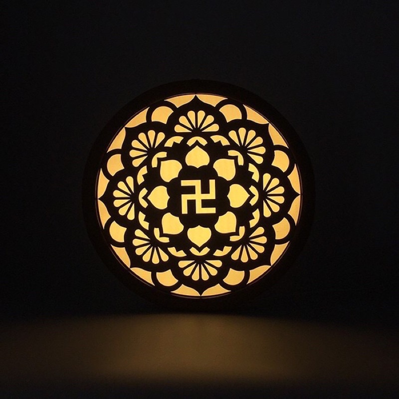 Hào quang thờ Phật treo tường - Hào quang đèn thờ cúng - Tranh đèn trang trí phòng thờ, phòng khách, tượng Phật