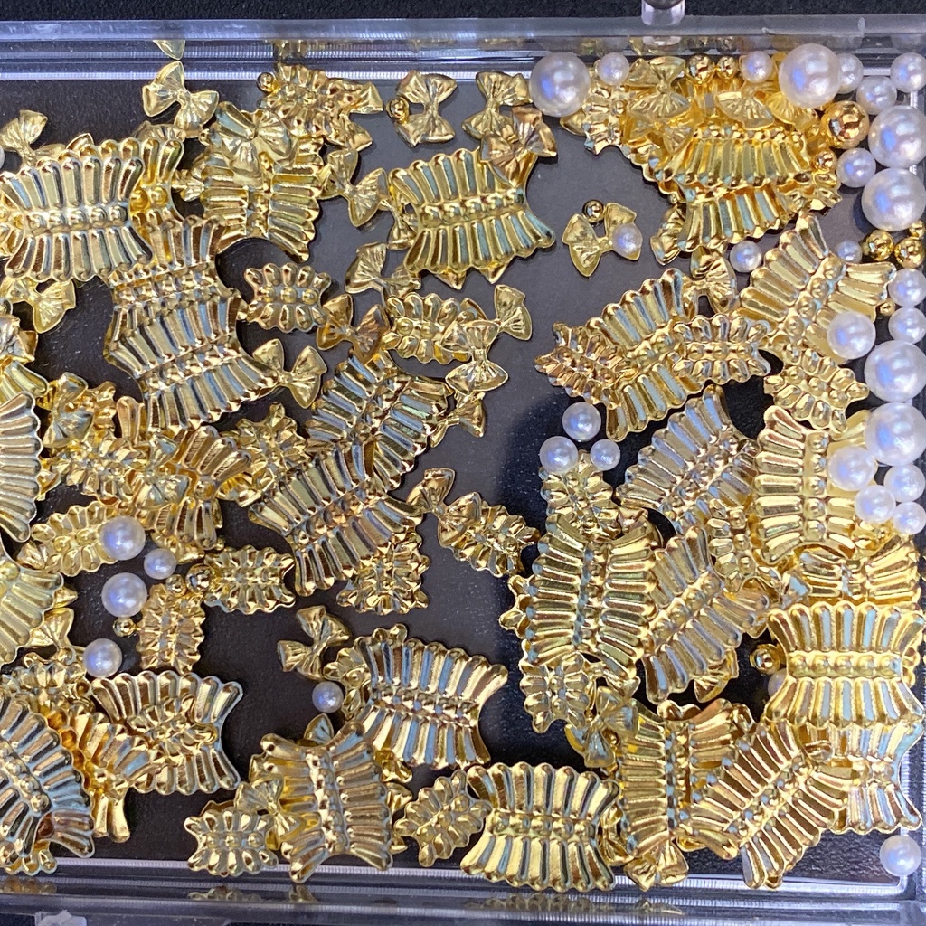 Set charm nơ ren trang trí đính móng nail - manh219