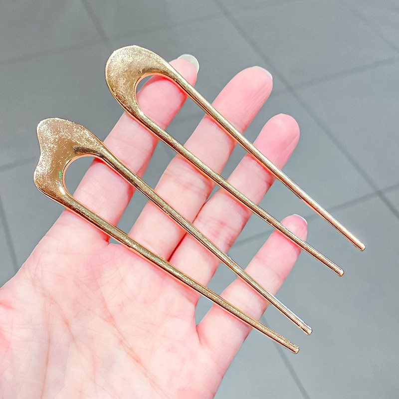 Kẹp tóc đơn giản hình chữ U bằng kim loại phong cách cổ điển