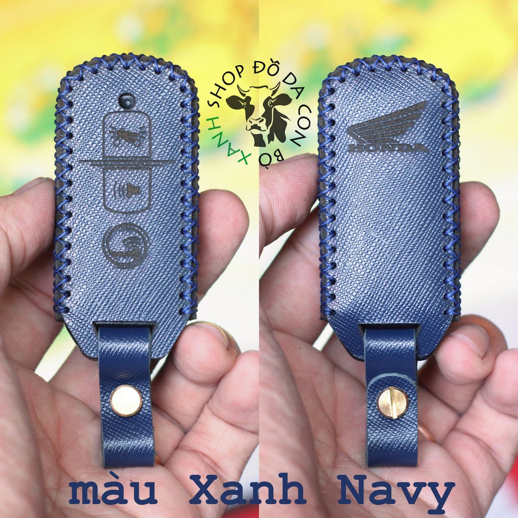 (Xanh navy vân) Bao Da Chìa Khóa Honda SH 2020, PCX, SH Mode, Cub 125, Adv