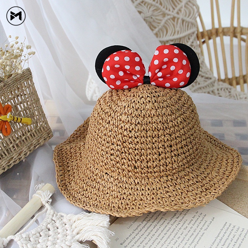 Nón Cối Phối Ruy Băng Chấm Bi Dễ Thương Cho Bé