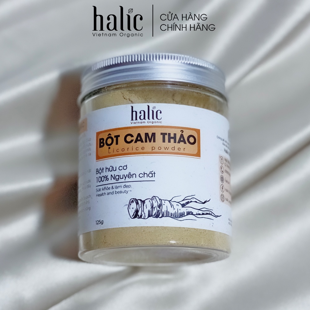 Bột Cam Thảo đắp mặt nạ nguyên chất Halic Organic 125G trắng da, dưỡng ẩm, làm chậm quá trình lão hóa của da