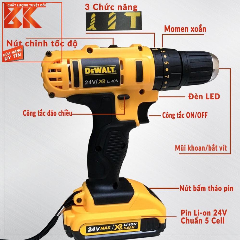 Máy Khoan Tường, Bê Tông DEWALT 24V Có Búa Pin 5 Cell Máy Bắt Vít  Máy Bắn Vít 24v