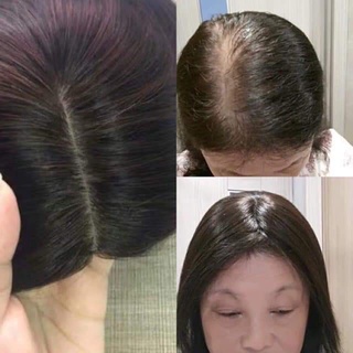 Tóc giả trung niên mái dài che hói, phủ bạc chân tóc sợi tơ mềm mượt, dài 35cm.