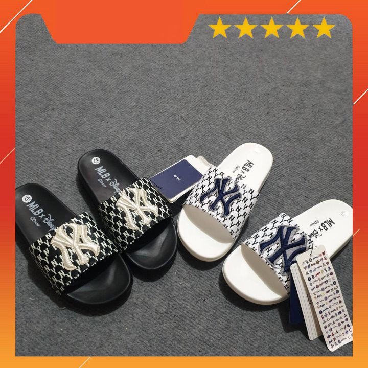 DÉP UNISEX QUAI NGANG MẪU 𝐌𝐋𝐁, Dép Ny Trắng Đen  HOT 2021 HÀNG ĐẸP FREESHIP TOÀN QUỐC 💚