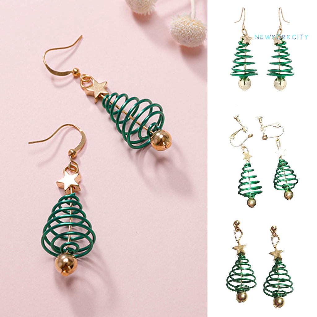 1 Đôi Khuyên Tai Kim Loại Hình Cây Phong Cách Giáng Sinh