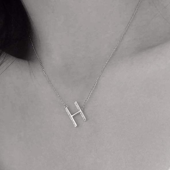 Dây chuyền bạc ta chữ H đính đá_van jw