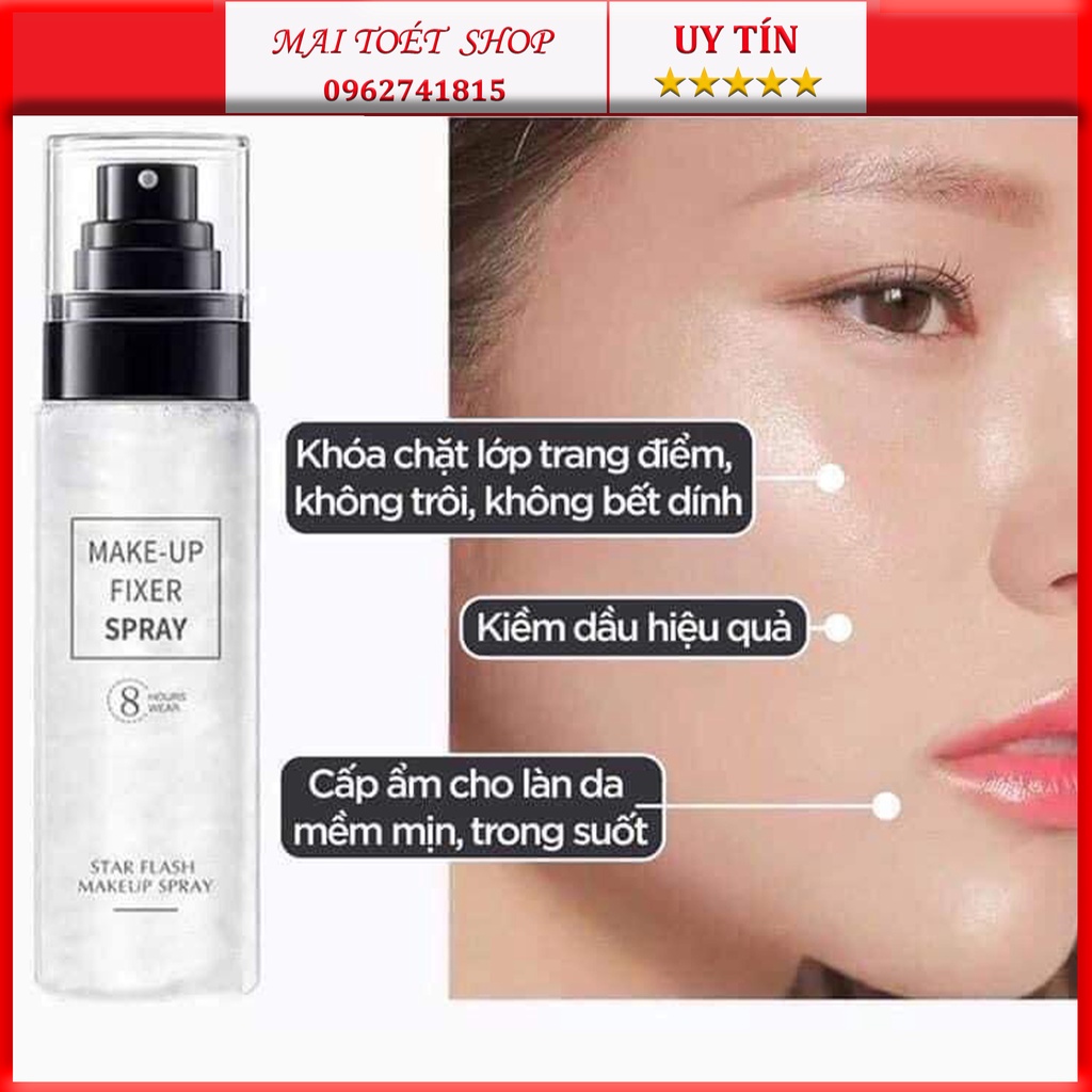Xịt nhũ khóa makeup chính hãng Star Flash Make Up Spray 8 Hours Wear