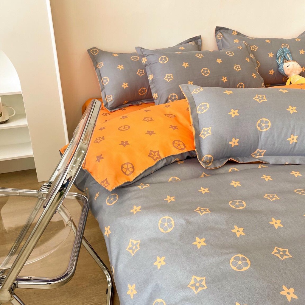 Bộ chăn ga gối Poly Cotton LV (Tặng vỏ gối ôm) - Miễn phí bo chun mọi kích thước